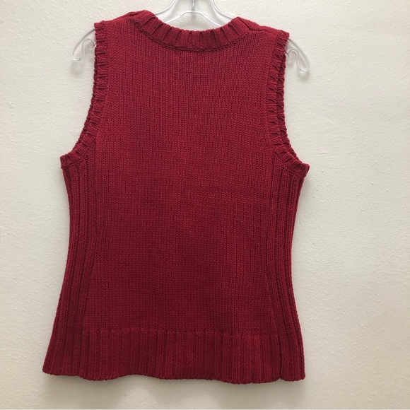 Eddie Bauer V-Neck Button Up Vintage Sweater Vest Women's Size S Red - Picture 2 of 12